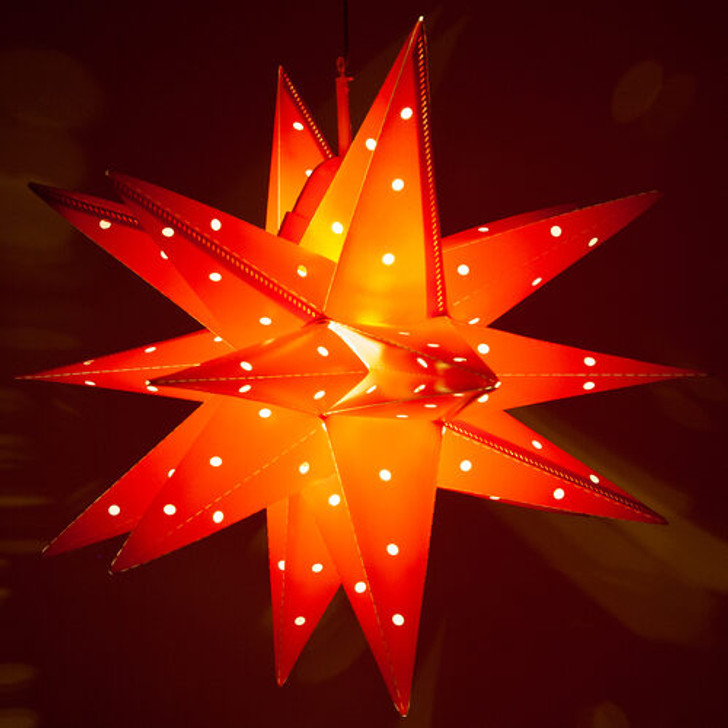Red Aurora Superstar™ Moravian Star Light, Fold-Flat, Holiday LED Lights, Outdoor Rated 24"